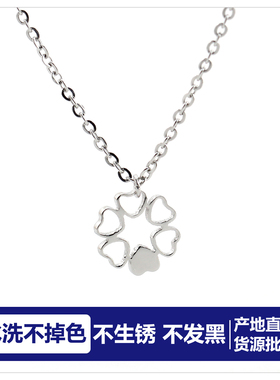 批 发洗不掉色几何镂空心项链女款配饰轻奢颈链小众高级感锁骨链