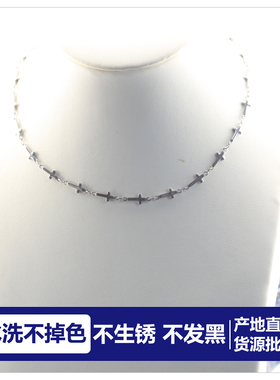 批 发水洗不掉色一串十字架项链女锁骨链choker颈链女生简约配饰