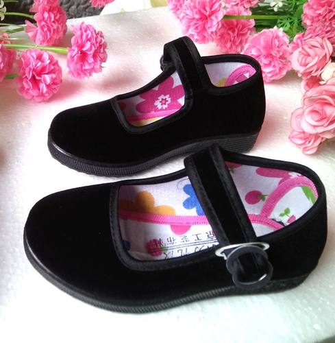 防滑幼儿绒面软底民国学生小黑鞋