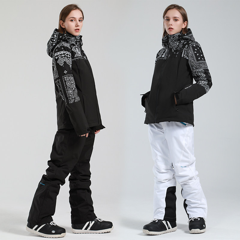 2022滑雪服女套装 保暖加厚冬季户外防风防水耐磨单双板滑雪衣裤