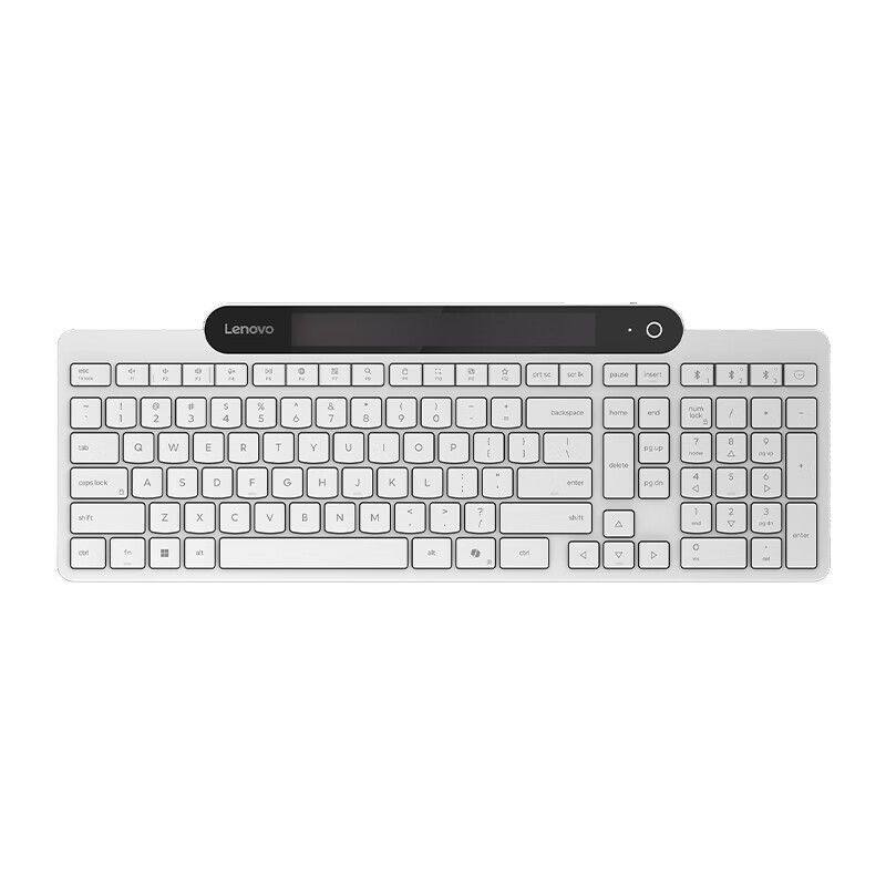 联想新品800光能面板蓝牙超薄键盘超级电容器办公电脑平板【白】