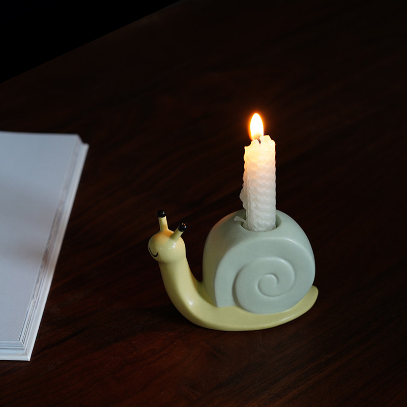 出口单可爱小蜗牛慢慢爬童趣动物造型陶瓷蜡烛台餐桌烛光晚餐摆件
