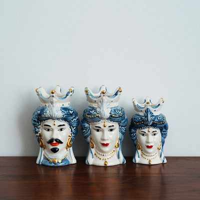 出口意大利摩尔人头陶瓷花瓶