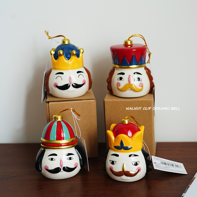 陶瓷出口森林熊欧式手绘小铃铛