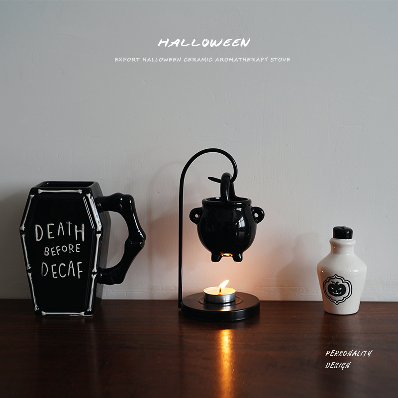 【万圣节】出口欧式巫师药罐子造型陶瓷香薰烛台 暗黑扩香器 装饰