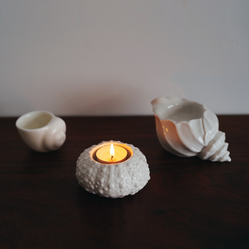 出口北欧海胆设计陶瓷地中海烛台