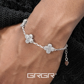 GRGR 金色十字架手链男欧美嘻哈小众O圈链白金色拼接手链女高级感