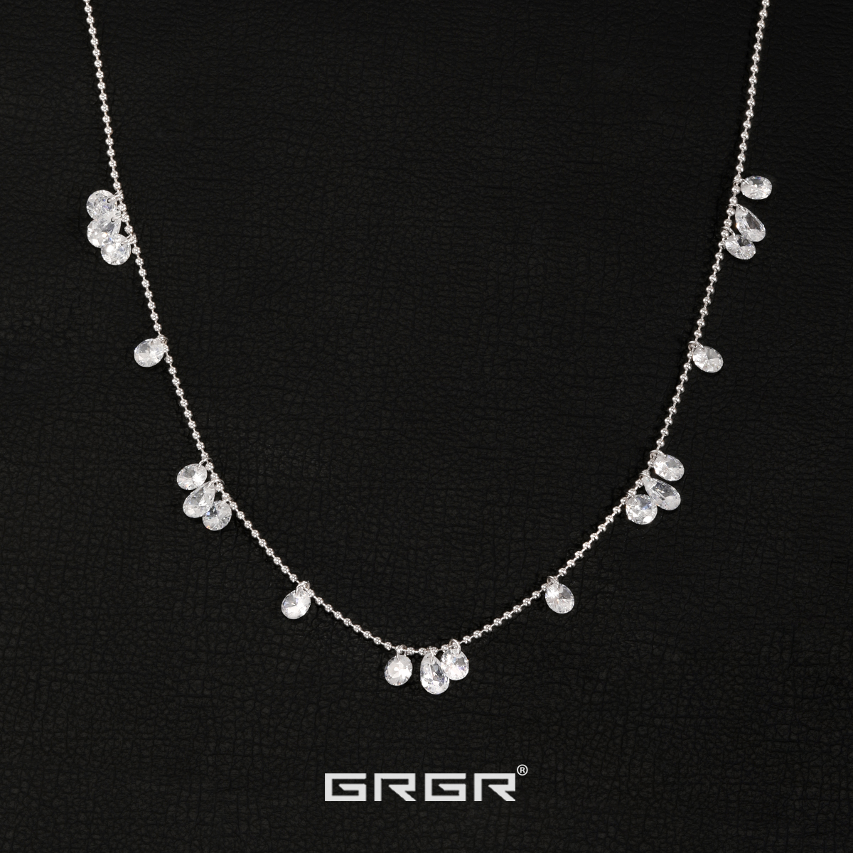 GRGR S925纯银圆珠项链男欧美潮流个性碎钻项链锁骨链女简约百搭