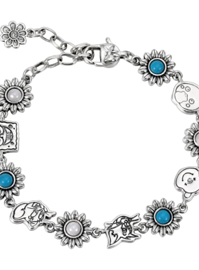 GRGR纯银复古太阳花手链