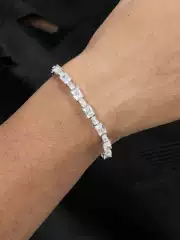 Grgr Platinum-Plated Tennis Chain Bracelet for Men, Trendy and Versatile, Large and Small Square Diamond Splicing Jewelry, Women's Gift with a High-End Feel