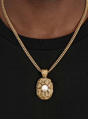 GRGR金色做旧复古太阳光芒项链