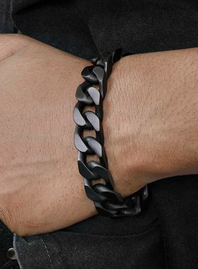 Dark black cuban bracelet 立体切割古巴手链男嘻哈黑色经典潮流