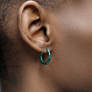 黑色耳圈男嘻哈百搭光面绿色中号素耳环女 Earrings GRGR Glossy