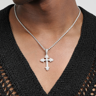 GRGR 锁骨链百搭 满钻十字架项链男嘻哈复古潮流镀白金吊坠女同款