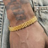 GRGR 嘻哈街头说唱细金色表带手链潮 手链男士 Polishing bracelet