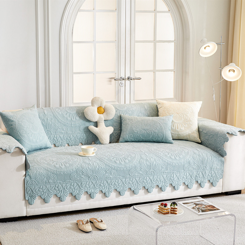 花开复古刺绣防滑皮沙发座垫纯棉机洗夹棉四季坐垫2024新品全棉