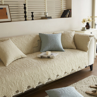 定制新中式纯棉布艺沙发垫子皮沙发座垫机洗沙发巾罩全棉中古四季