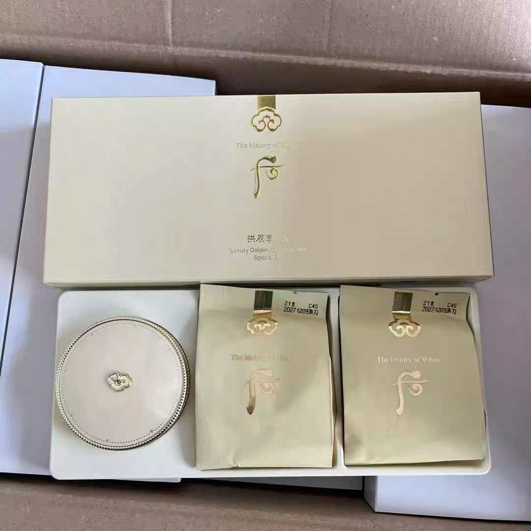 韩国whoo后拱辰享美奢华黄金气垫BB霜修颜遮盖提亮带两个替换
