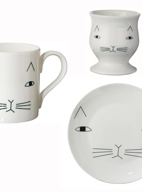 ▲现货 大大儿童商店 英国Donna Wilson 猫咪骨瓷马克杯盘