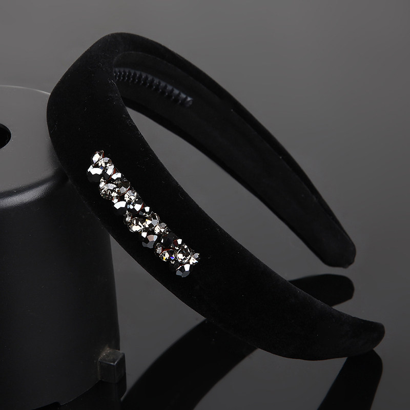 2025新款丝绒水钻发箍高级轻奢感简约百搭发卡头箍压发高颅顶海绵