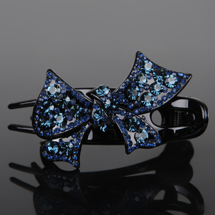 蝴蝶结鸭嘴夹中号三齿夹后脑勺发卡盘发发夹捷克钻韩式发夹发饰女