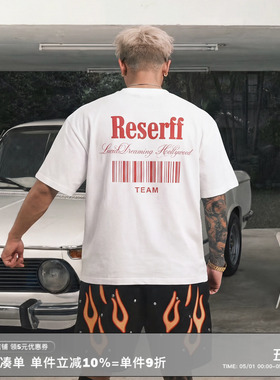 RESERFF CODE 限定主题印花短袖美式纯棉重磅宽松夏季高街情侣