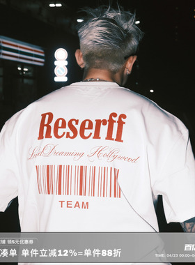 RESERFF CODE 限定主题印花短袖美式纯棉重磅宽松夏季高街情侣