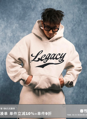 RESERFF X AVIA 联名 复古贴布刺绣印花加绒连帽卫衣重磅帽衫外套