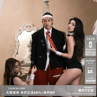 RESERFF  THE CAPE 弹孔绿魔 羊毛混纺铜氨丝廓形宽短西服外套