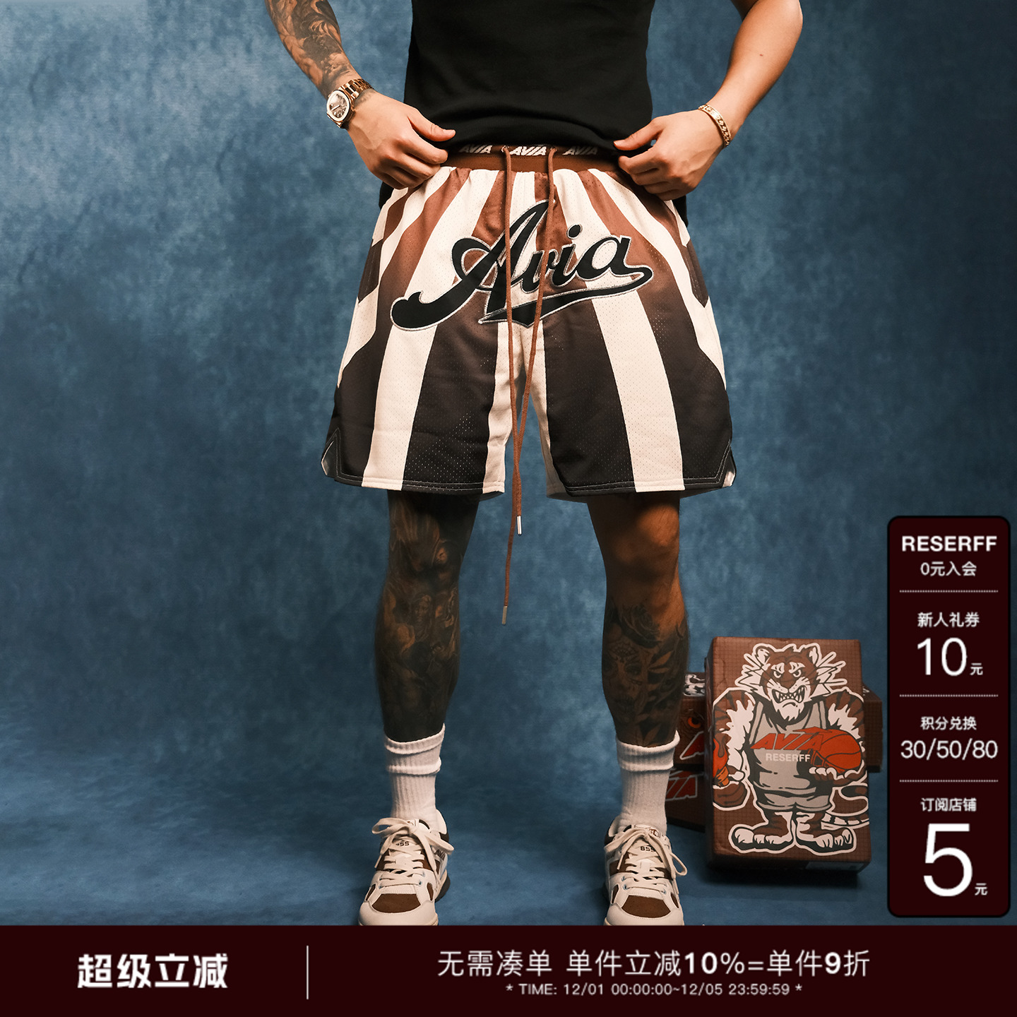 复古印花刺绣贴布美式抽绳短裤