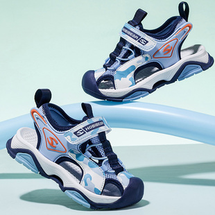 子女童迷彩运动鞋 哈比熊童鞋 儿童沙滩鞋 夏季 镂空透气 男童包头凉鞋