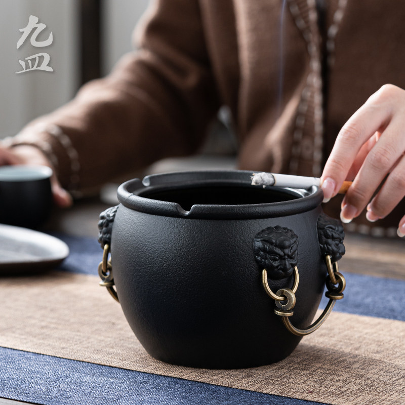 九皿故宫缸烟灰缸大号创意复古烟缸家用客厅办公室防飞灰陶瓷烟缸