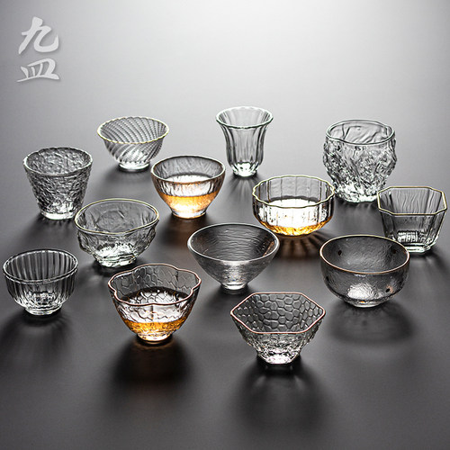 高硼硅耐热玻璃日式锤纹茶杯酒杯