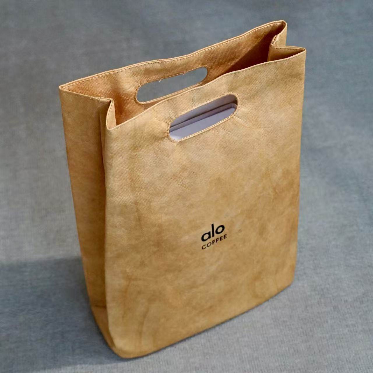 ALO字母印花风格复古牛皮纸手提包女大容量通勤手提包休闲收纳袋