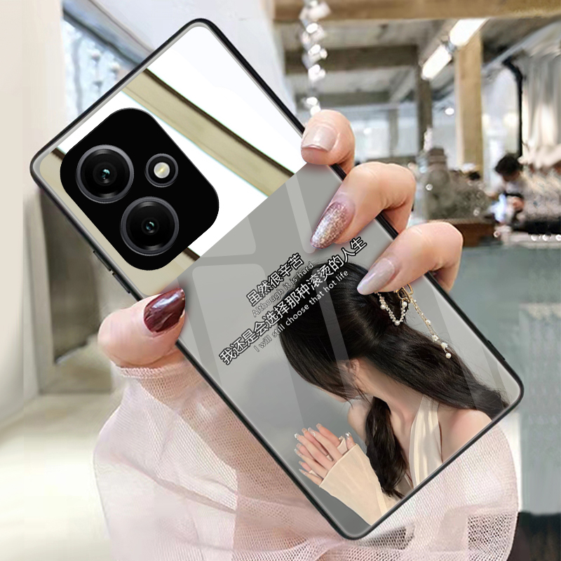 滚烫的人生适用荣耀400手机壳玻璃带镜子镜面荣耀400pro补妆镜化妆镜定制照片