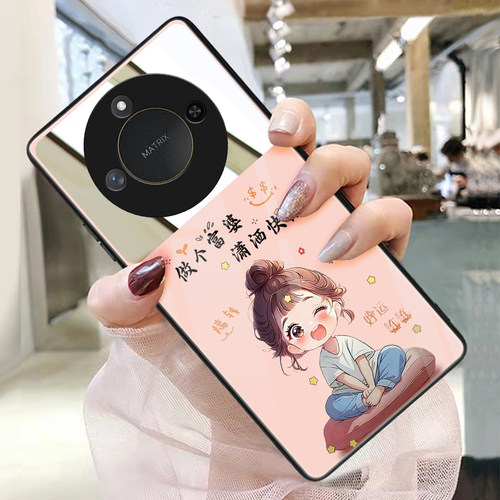 荣耀x60手机壳玻璃带镜子