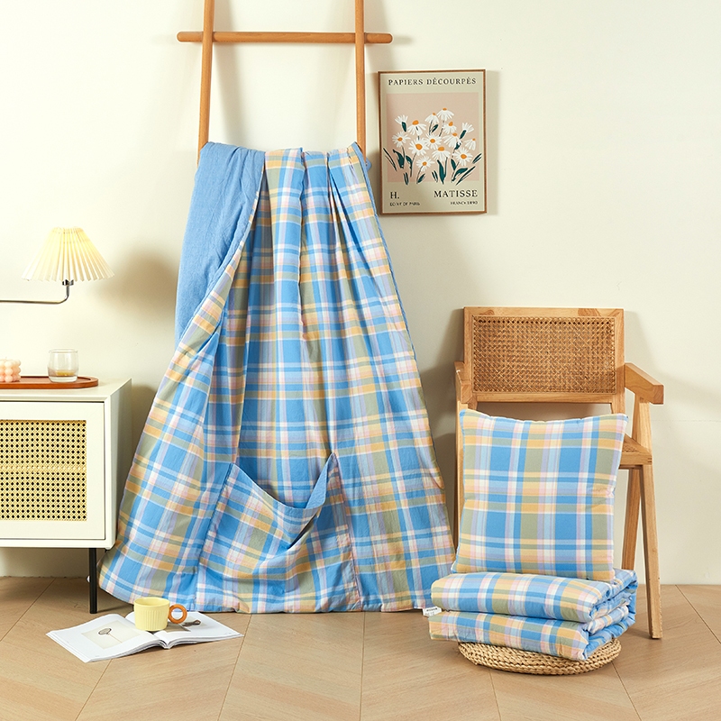 双面纯棉水洗棉抱枕被子可机洗