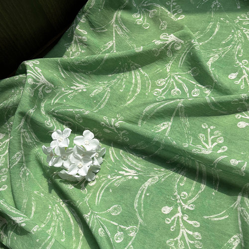 林间清欢 新中式国风锦棉面料旗袍连衣裙上衣汉服数码印花面料