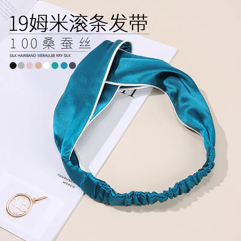 跨境Silklab韩版头饰19姆米滚边发带100桑蚕丝发箍发带节日礼品女
