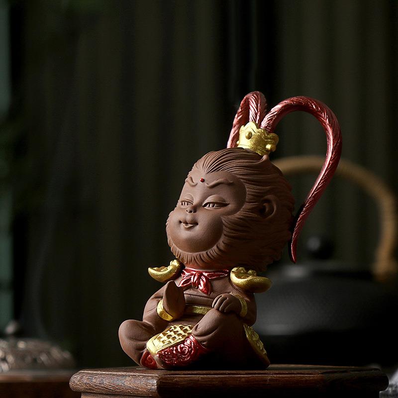 紫砂茶宠茶具茶摆件纯手工齐天大圣孙悟空禅意茶盘茶道精品美猴王