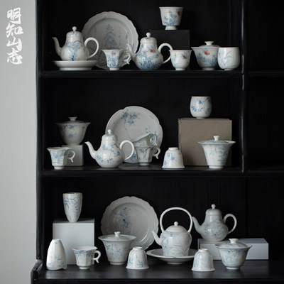 明知山志青己春季新品合集茶具手绘青花茶壶盖碗壶承品茗茶杯