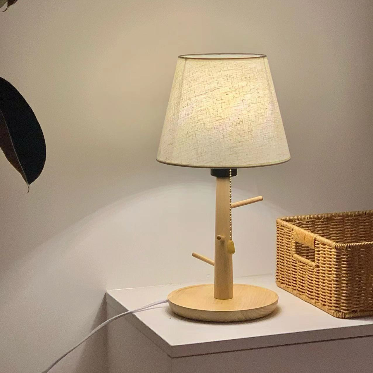 原木中古侘寂风台灯卧室床头灯创意喂奶遥控小夜灯装饰灯长明灯