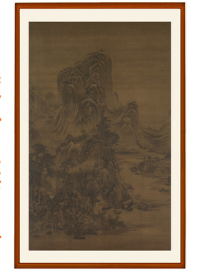 刘度仿巨然山水字画山水画办公室挂画客厅装饰画竖版国画卷轴装裱