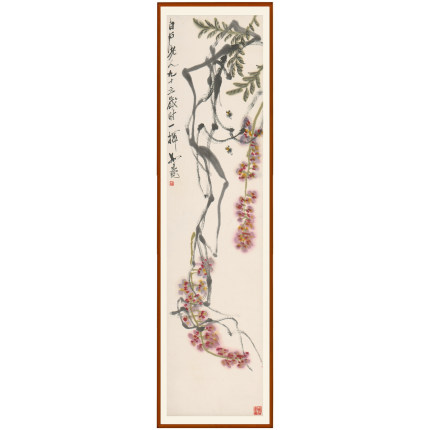 齐白石紫气东来图国画真迹版画写意花鸟画装饰画字画客厅挂画卷轴