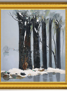 吴冠中油画真迹复制画北京雪挂画