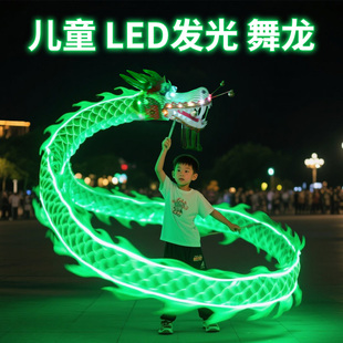 舞龙彩带儿童发光夜光龙头舞龙全套表演道具成人广场舞健身中国龙