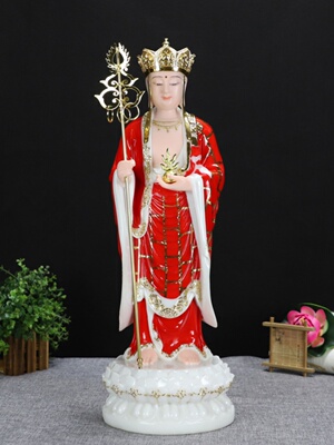 汉白玉色站地藏王菩萨像