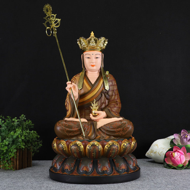 中式12/16寸重彩坐莲花大愿地藏王菩萨幽冥教主佛像摆件