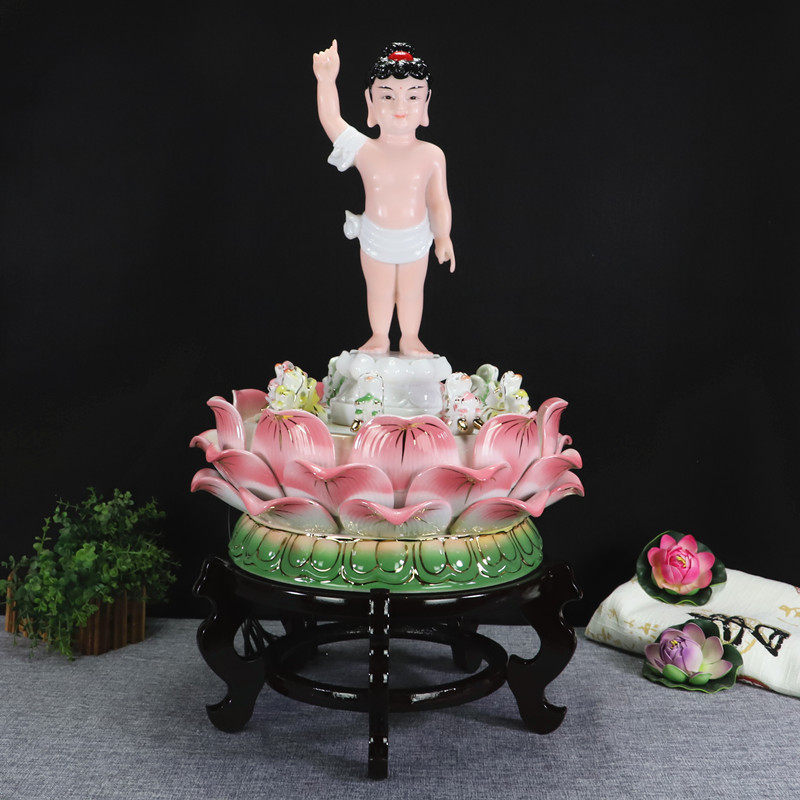 中式浴佛唯我独尊太子佛九龙吐水浴佛盆释迦牟尼佛 佛像摆件