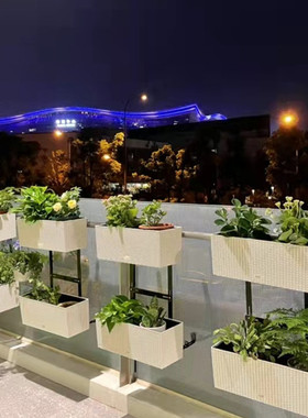 阳台挂架双层悬挂式栏杆花盆挂钩长方形塑料护栏挂盆大号自动吸水